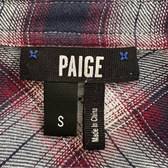 PAIGE Blue & Red Plaid Button Down Shirt Size Small - Picture 8 of 12